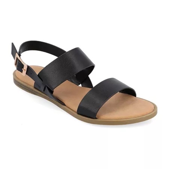Journee Collection Shoes - Journee Collection Lavine Women's Sandals Black : 8.5 W, Faux Leather